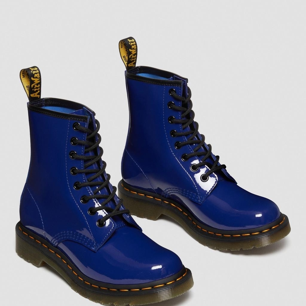 Dr. Martens Women's Shiny Blue Combat Boots
